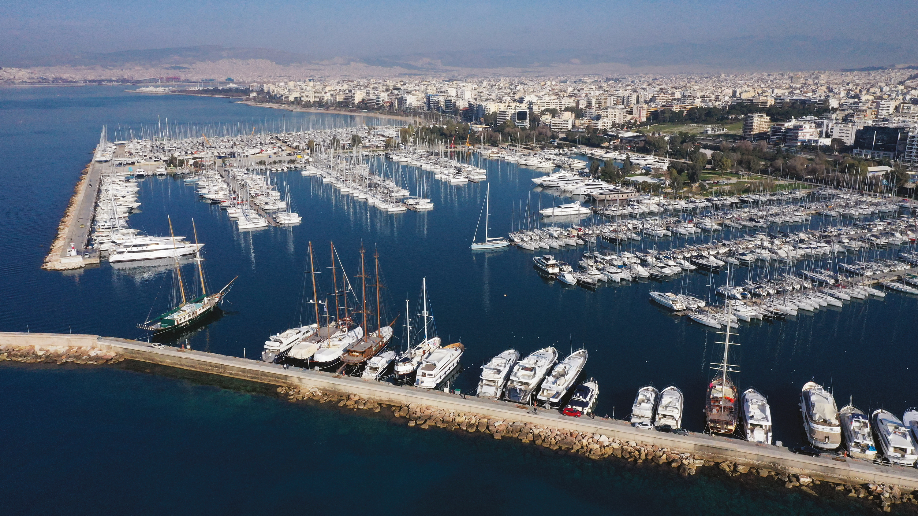 An aerial photo of Alimos Marina