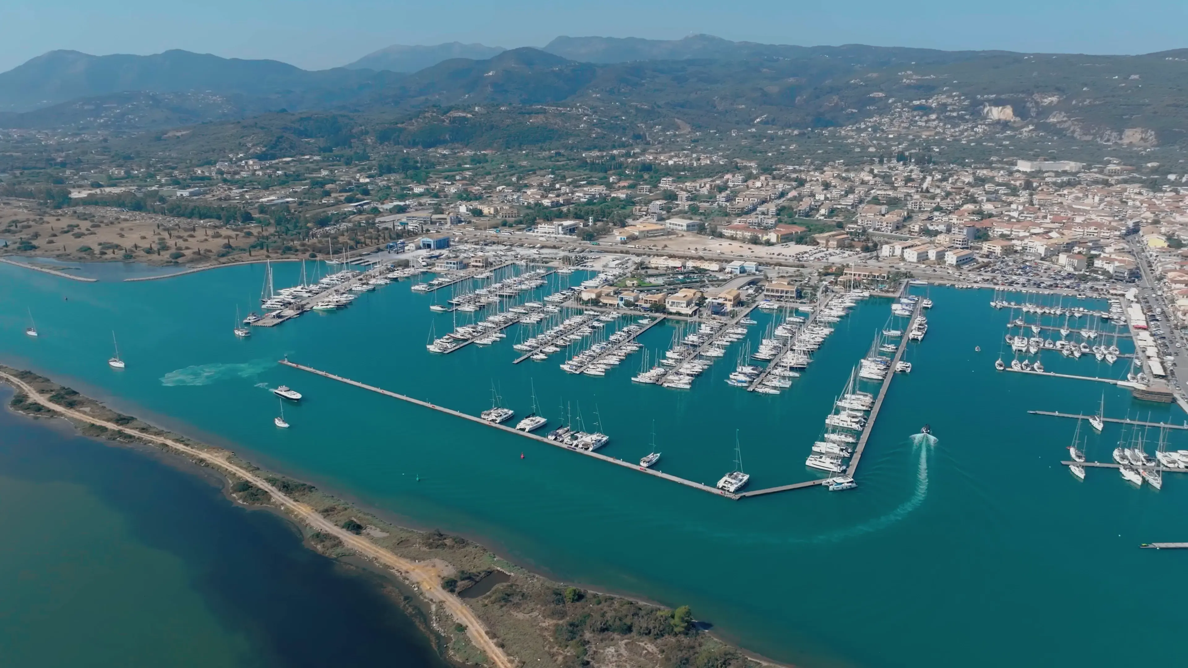 An aerial photo of Lefkas D-Marin Marina