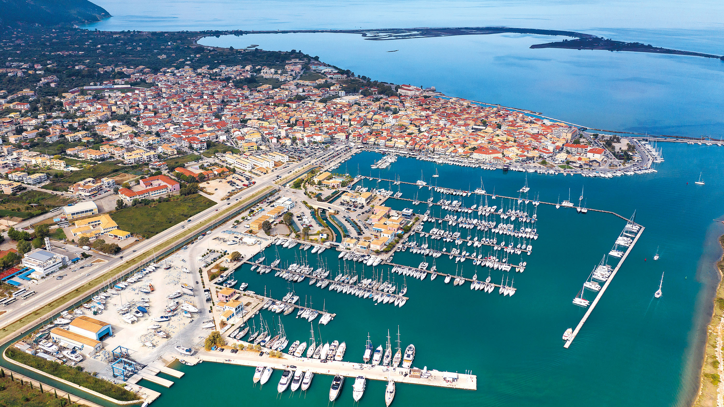 An aerial photo of Lefkas D-Marin Marina
