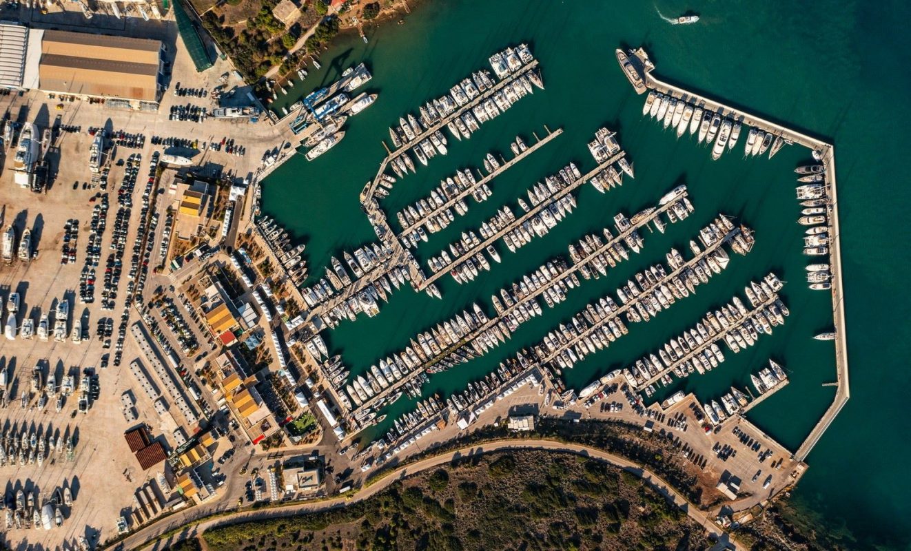 An aerial image of Olympic Marine
