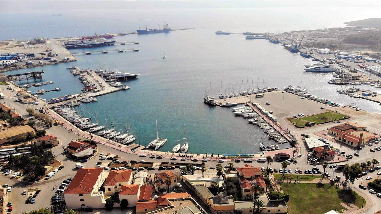 Yachts moored at Lavrion Main Port