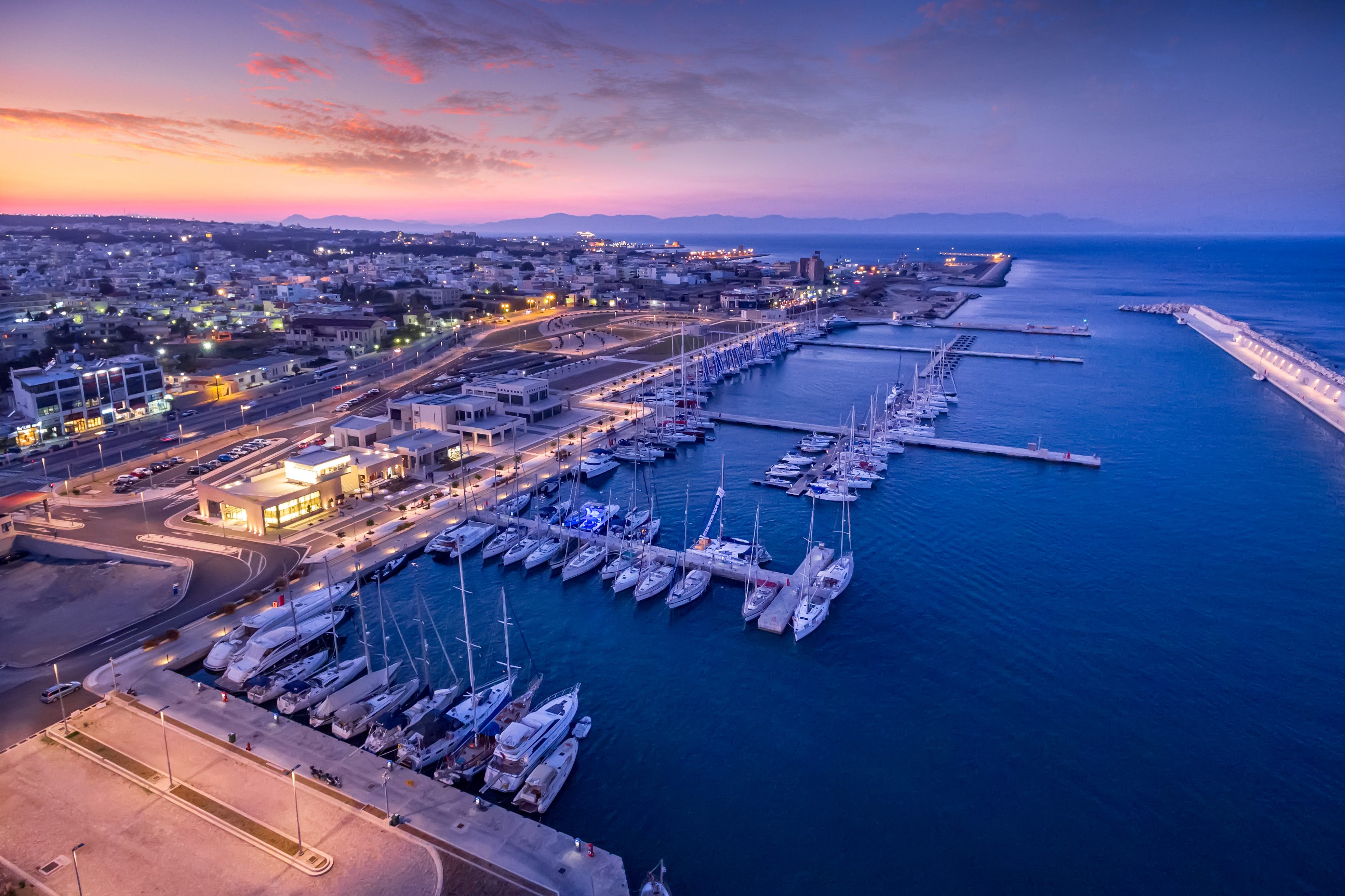 An aerial image of Rhodes New Marina