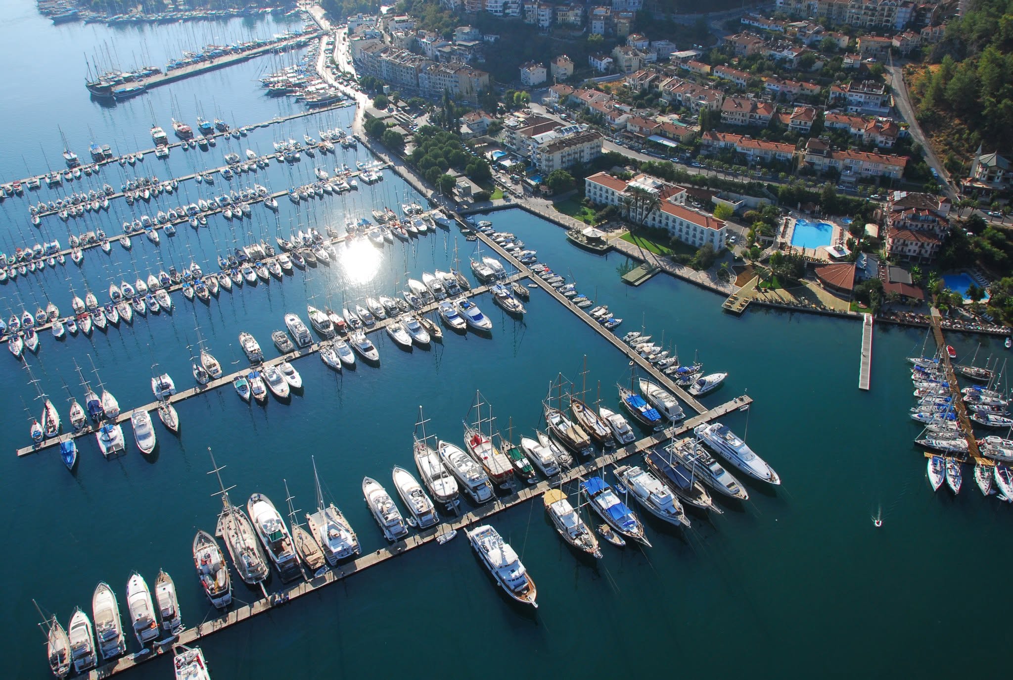 Yachts moored at Ece Saray Marina Yachts moored at Ece Saray Marina