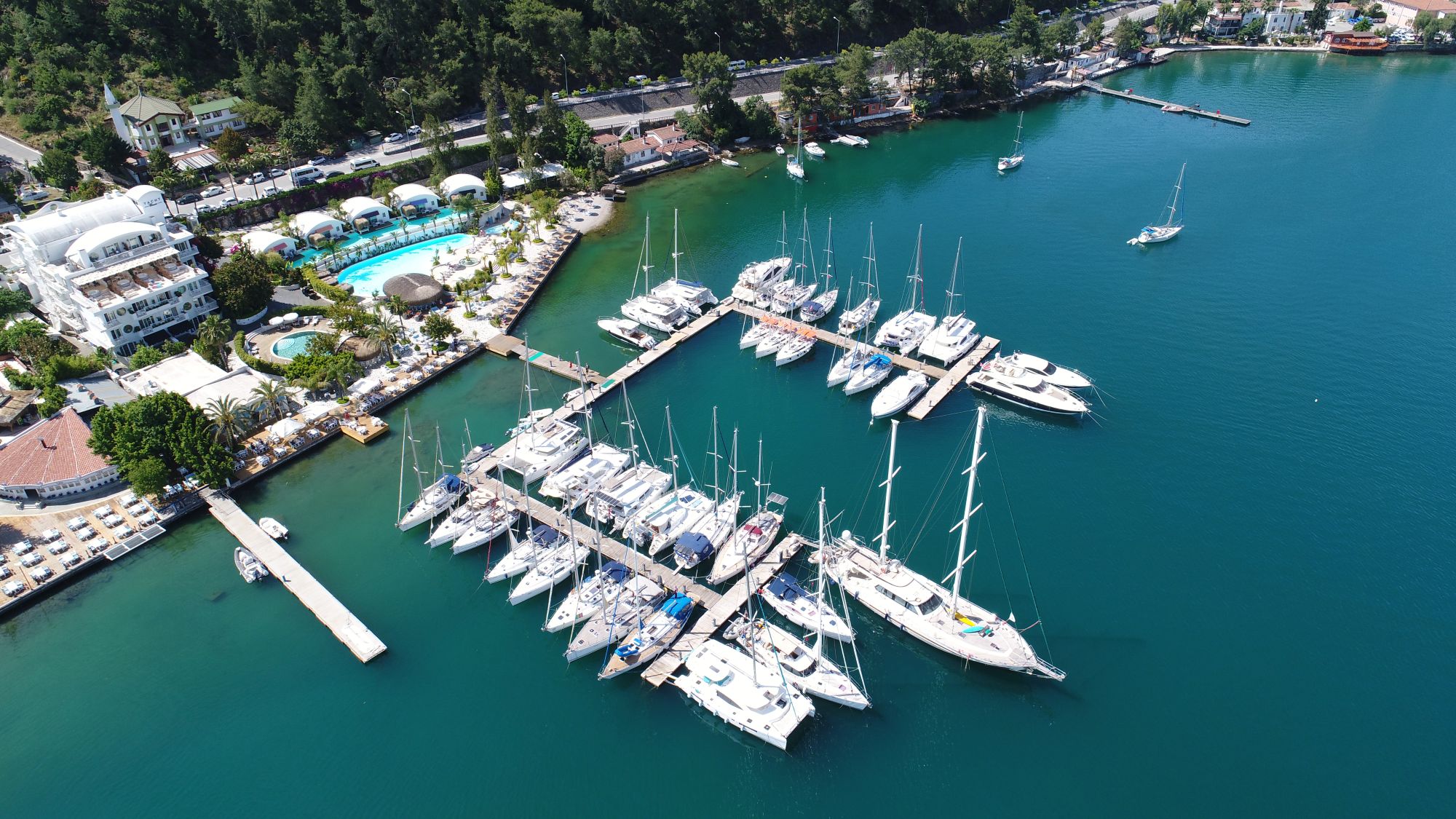 An aerial image of Yacht Classic Hotel Marina