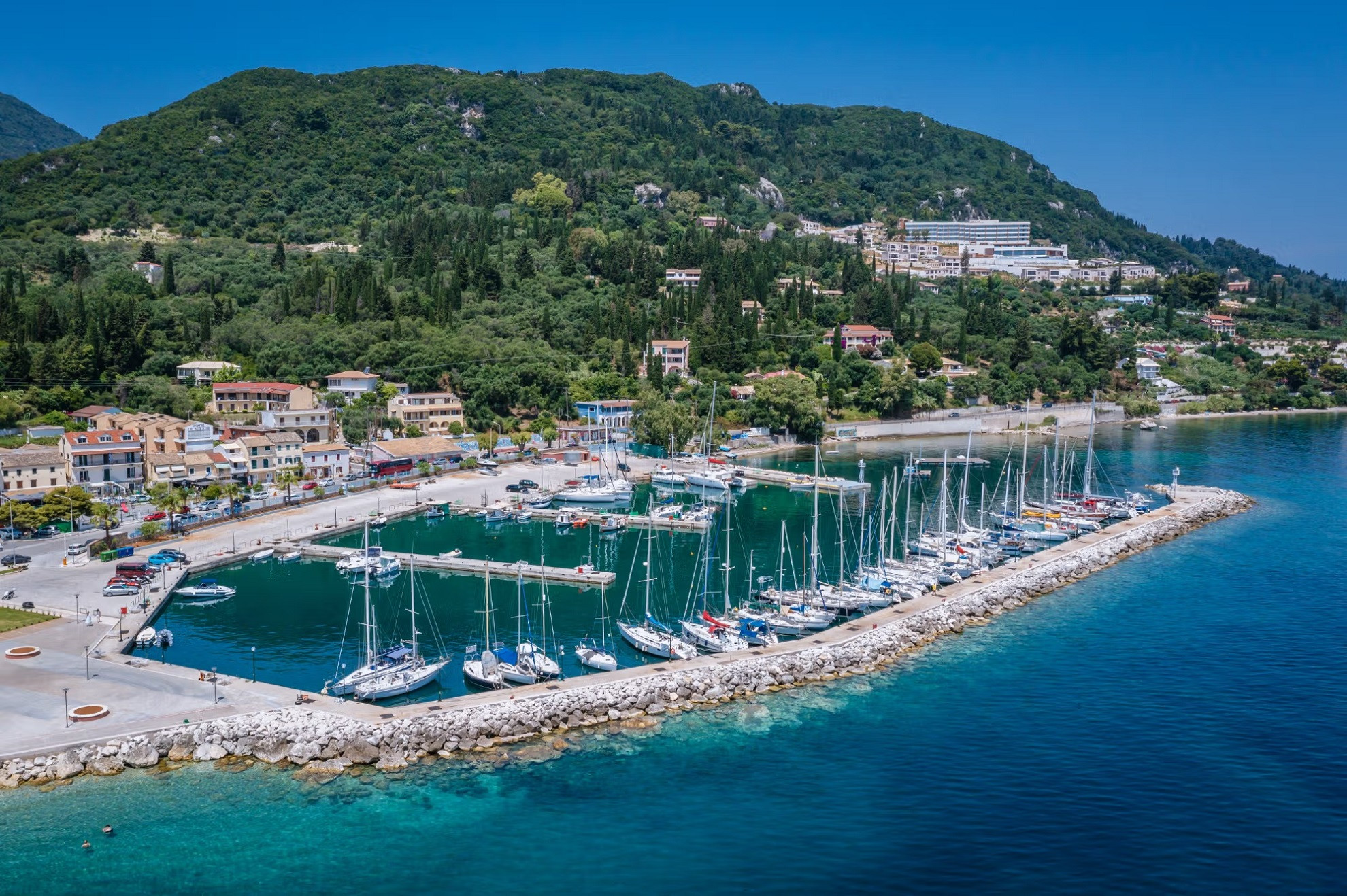 An aerial image of Benitses Marina An aerial image of Benitses Marina