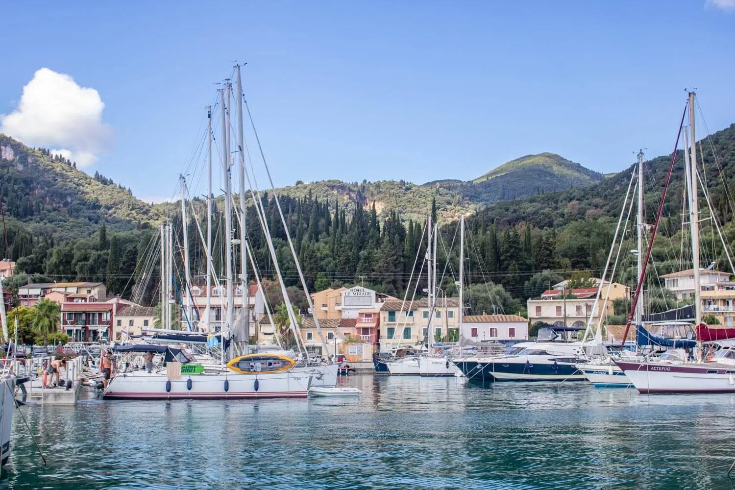 Yachts moored at Benitses Marina, Corfu Benitses Marina, Corfu